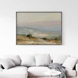 Earthy Landscape Poster, Sage Hills Wall Art, Neutral Field Painting - thumbnail 3
