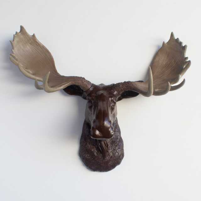 Faux Taxidermy Moose Head Wall Mount - Decor Espresso & Natural M2600 - image 1