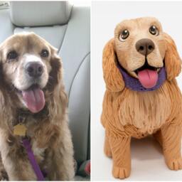 Custom Dog Sculpture Golden Retriever & Cocker Spaniel Keepsake - thumbnail 2