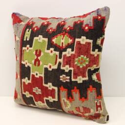 Vintage Kilim Pillow Cover, 16x16 Inch, Boho Home Decor - thumbnail 3