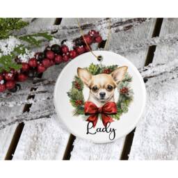 Chihuahua Christmas Ornament Ceramic Bauble, Personalized Keepsake - thumbnail 1
