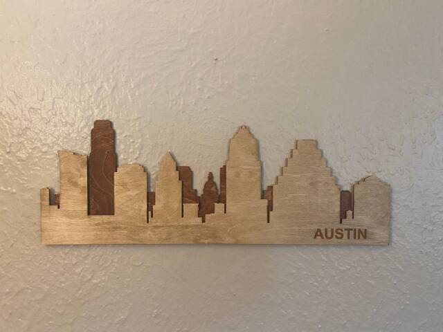 Austin Skyline Wooden Wall Art, Layered Wood Cityscape Sign, Handmade Texas Decor, Modern Rustic Hanging, Gift - image 1