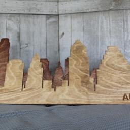 Austin Skyline Wooden Wall Art, Layered Wood Cityscape Sign, Handmade Texas Decor, Modern Rustic Hanging, Gift - thumbnail 3