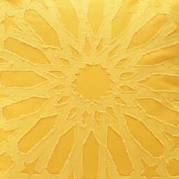 "Yellow Pillow Cover With Islamic Geometrical Pattern Applique' in Cotton Size 16""x16" - thumbnail 2