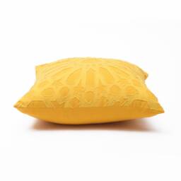 "Yellow Pillow Cover With Islamic Geometrical Pattern Applique' in Cotton Size 16""x16" - thumbnail 4