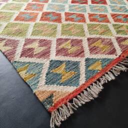 Kilim Rug Aztecis, Handmade Artisan Afghan Turkish Aztec Sheep Natural Wool 200x157 cm - thumbnail 2