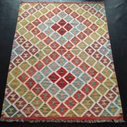Kilim Rug Aztecis, Handmade Artisan Afghan Turkish Aztec Sheep Natural Wool 200x157 cm - thumbnail 1