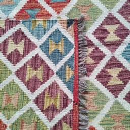 Kilim Rug Aztecis, Handmade Artisan Afghan Turkish Aztec Sheep Natural Wool 200x157 cm - thumbnail 3