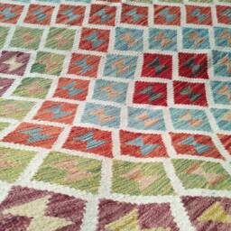 Kilim Rug Aztecis, Handmade Artisan Afghan Turkish Aztec Sheep Natural Wool 200x157 cm - thumbnail 4