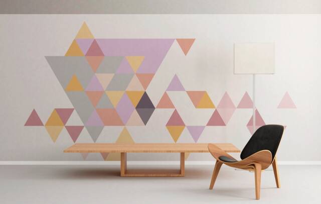 Geometric - Mid Century Triangles Pastel Wall Art Decal Sticker Peel & Stick Skutripastfl - image 1