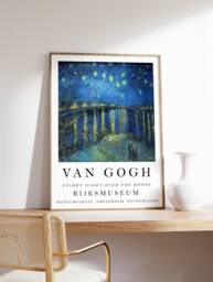 Van Gogh Exhibition Poster, Starry Night Over The Rhone, Print, Wall Art Decor, Floral Scenery Nature, Gift Idea, A1/A2/A3/A4 - thumbnail 1