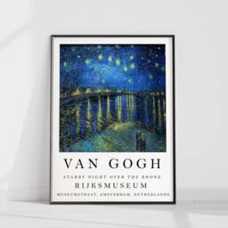 Van Gogh Exhibition Poster, Starry Night Over The Rhone, Print, Wall Art Decor, Floral Scenery Nature, Gift Idea, A1/A2/A3/A4 - thumbnail 2