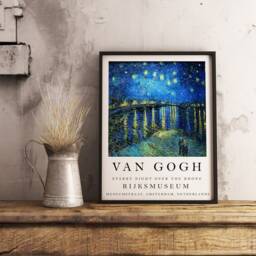 Van Gogh Exhibition Poster, Starry Night Over The Rhone, Print, Wall Art Decor, Floral Scenery Nature, Gift Idea, A1/A2/A3/A4 - thumbnail 3