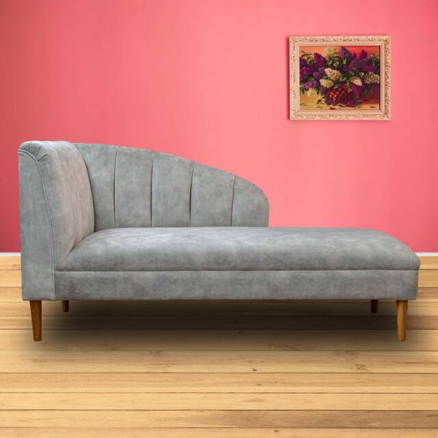Handmade Seashell Chaise Longue Daybed Grey Marble Velvet Extra Large Lounger, British Made - image 1