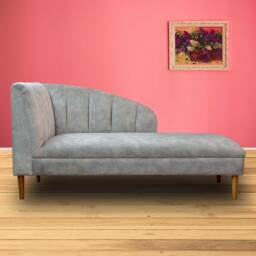 Handmade Seashell Chaise Longue Daybed Grey Marble Velvet Extra Large Lounger, British Made - thumbnail 1