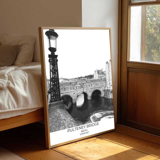 Pulteney Bridge Photography Print Bath, Somerset Black & White Wall Art - image 1