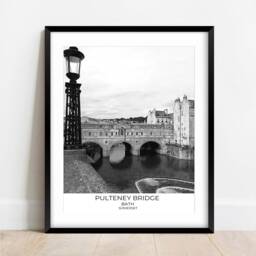 Pulteney Bridge Photography Print Bath, Somerset Black & White Wall Art - thumbnail 2