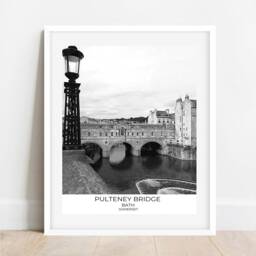 Pulteney Bridge Photography Print Bath, Somerset Black & White Wall Art - thumbnail 3