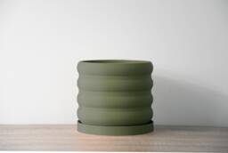 "Bubbly Planter With Drainage & Saucer in Army Green, Unique 3D-Printed Plant Pot, Small To Large Sizes 4"" 5"" 6"" 7"" 8" - thumbnail 1