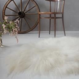 Giant White Icelandic Sheepskin Rug, Genuine Leather Throw - 52x32 - thumbnail 3