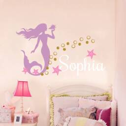 Mermaid Wall Decal Name Personalized Girls Custom Nursery Baby Girl Little Room Bedroom Decor - thumbnail 2