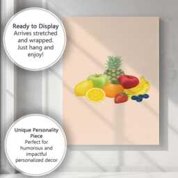 Minimalist Mixed Fresh Fruit Still Life Illustration Canvas Wall Art Print Decor Picture Ready To Hang - thumbnail 3