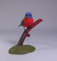 Painted Bunting Hand Carved Wooden Bird