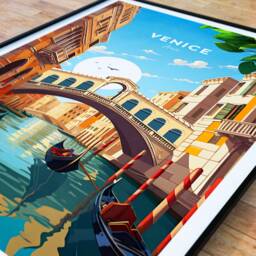 Venice Traditional Travel Print - Italy, Poster, Artwork, Birthday Present, Wedding Gift, Custom Text, Personalised Gift - thumbnail 2