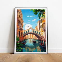Venice Traditional Travel Print - Italy, Poster, Artwork, Birthday Present, Wedding Gift, Custom Text, Personalised Gift - thumbnail 1