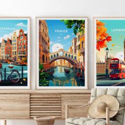 Venice Traditional Travel Print - Italy, Poster, Artwork, Birthday Present, Wedding Gift, Custom Text, Personalised Gift - thumbnail 3