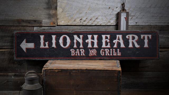 Custom Bar Sign, Directional & Grill Decor, Wall Decor - Rustic Hand Made Distressed Wood Decoration - image 1