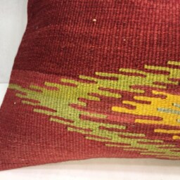Vintage Handwoven Kilim Pillow Cover, Turkish Bohemian Accent, 16x24 - thumbnail 3