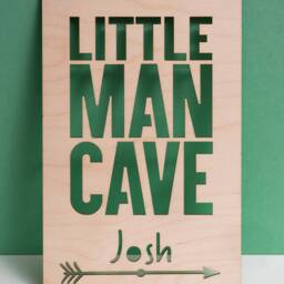Little Man Cave, Personalised Playroom Wall & Door Hanging Sign, Wooden Personalised, Baby Name Childs Bedroom Decor - thumbnail 3