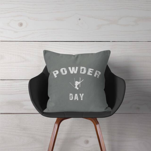 Ski Pillow Or Cover, Powder Day, Home Decor, Grey, Decor, Throw Winter, Interior Design, Gift, Free Style Skiing - image 1