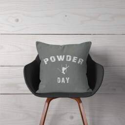 Ski Pillow Or Cover, Powder Day, Home Decor, Grey, Decor, Throw Winter, Interior Design, Gift, Free Style Skiing - thumbnail 1