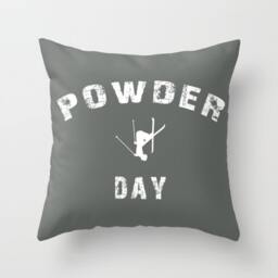 Ski Pillow Or Cover, Powder Day, Home Decor, Grey, Decor, Throw Winter, Interior Design, Gift, Free Style Skiing - thumbnail 2