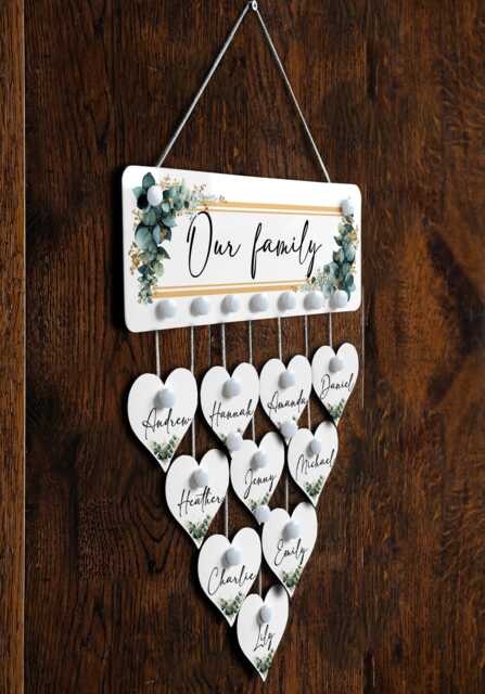 Personalised Our Family Plague Sign Wall Art Hearts Housewarming Gift - image 1