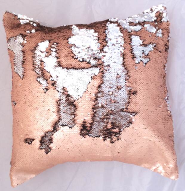 Mermaid Reversible Pillow, Peach Pillow Cover, Silver Throw Decorative Peach, Matte - image 1