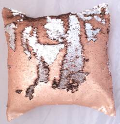 Mermaid Reversible Pillow, Peach Pillow Cover, Silver Throw Decorative Peach, Matte - thumbnail 1