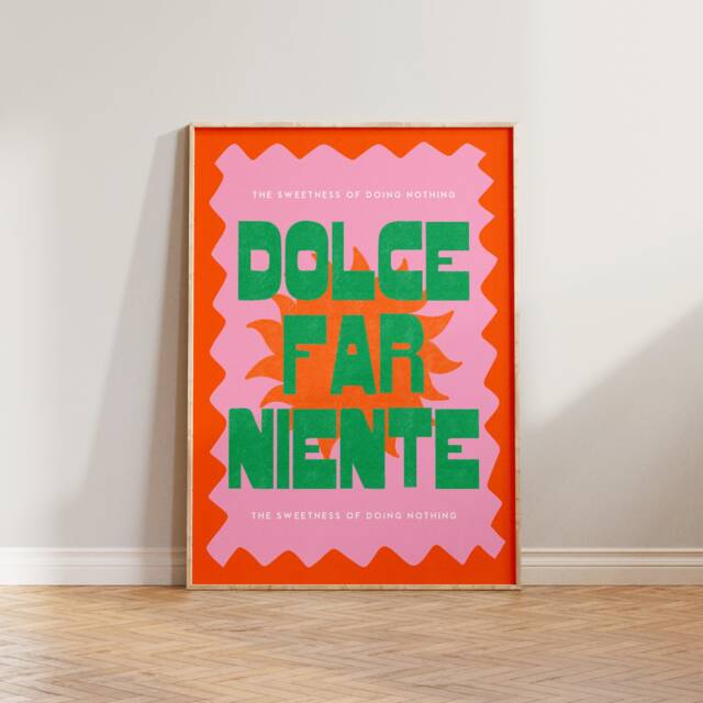 Bedroom Wall Art Prints, Italian Decor, Dolce Far Niente Print, Travel Colourful Art, Italy Poster, Summer Prints - image 1