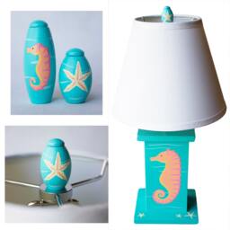 Children's Lamp Finial Or Fan Pull - Custom Hand Painted Under The Sea Animal Life Ocean Critter Kid's Artwork