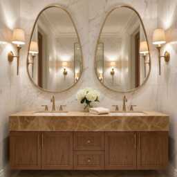 Oval Unlacquered Brass Mirror - Vanity Bathroom Wall - thumbnail 3
