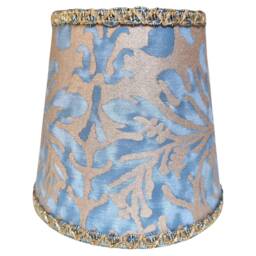 Clip On Lamp Shade Fortuny Fabric Brilliant Blue & Silvery Gold Sevres Pattern Chandelier Lampshade - Made in Italy - thumbnail 2
