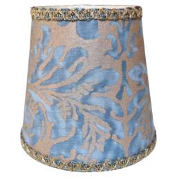 Clip On Lamp Shade Fortuny Fabric Brilliant Blue & Silvery Gold Sevres Pattern Chandelier Lampshade - Made in Italy - thumbnail 3
