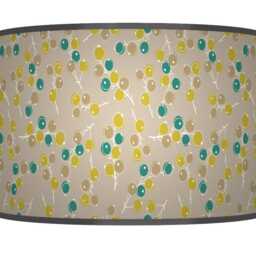 Berry Print Drum Lampshade - Beige Latte Teal Green Pendant Light Handmade Botanical Ceiling Shade For Modern Rustic Decor - thumbnail 3