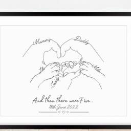 Personalised Family Line Art Print, New Baby Gift, Pet & Child Keepsake - thumbnail 3