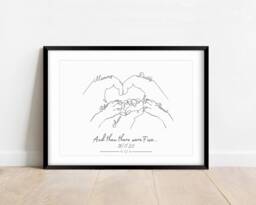 Personalised Family Line Art Print, New Baby Gift, Pet & Child Keepsake - thumbnail 1