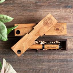 Personalized Wooden Pen Box Cherry, Maple, Or Walnut - thumbnail 2
