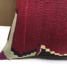 Vintage Handwoven Kilim Pillow, Turkish Throw 20x20 - thumbnail 3