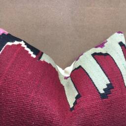 Vintage Handwoven Kilim Pillow, Turkish Throw 20x20 - thumbnail 2
